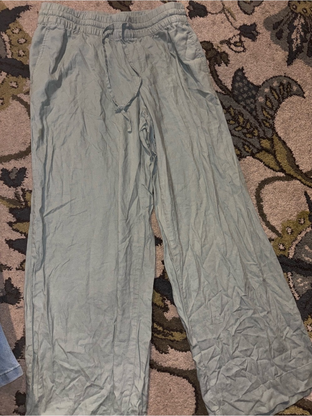 a new day / Light green Wide Leg Drawstring Pants